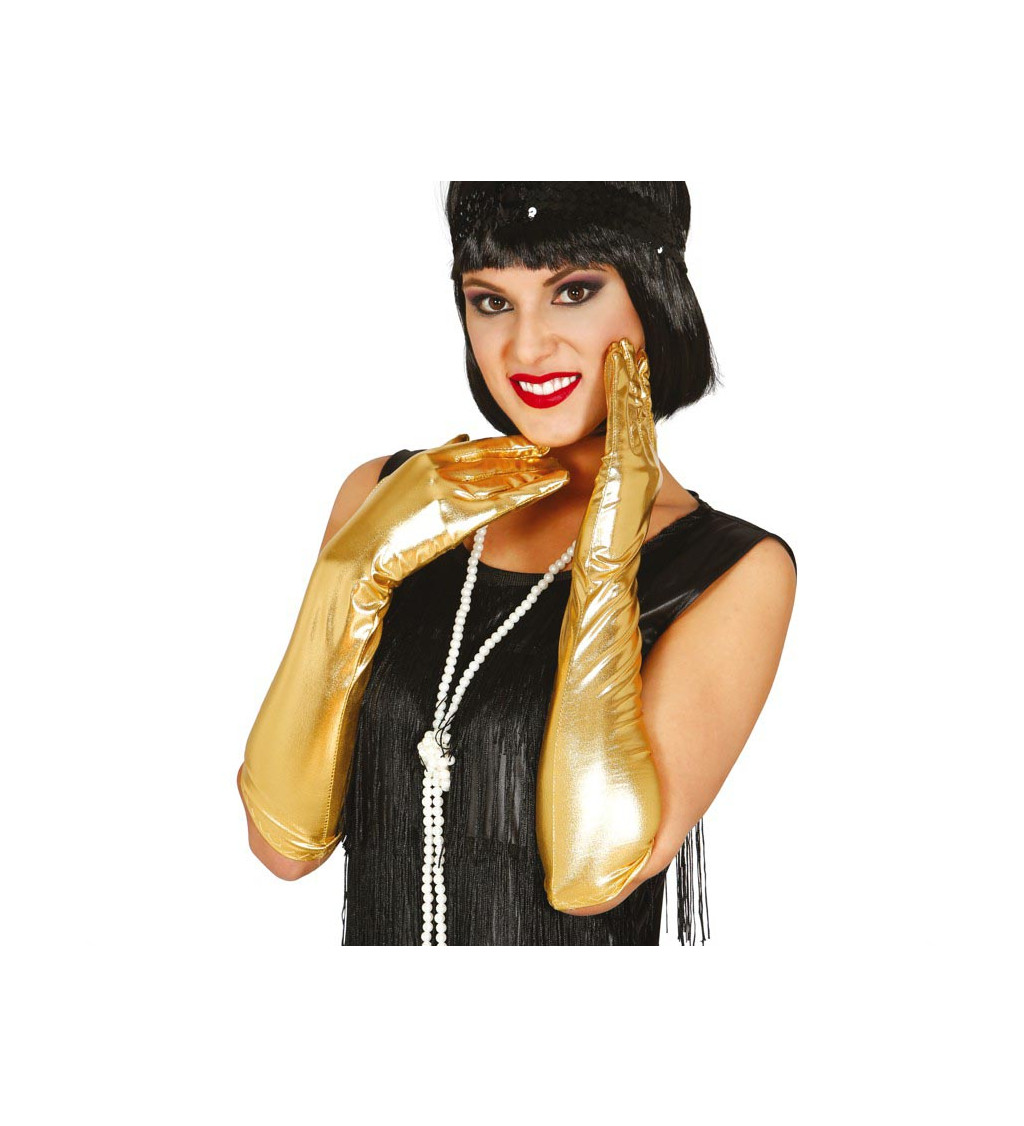 Dlouhé rukavice zlaté