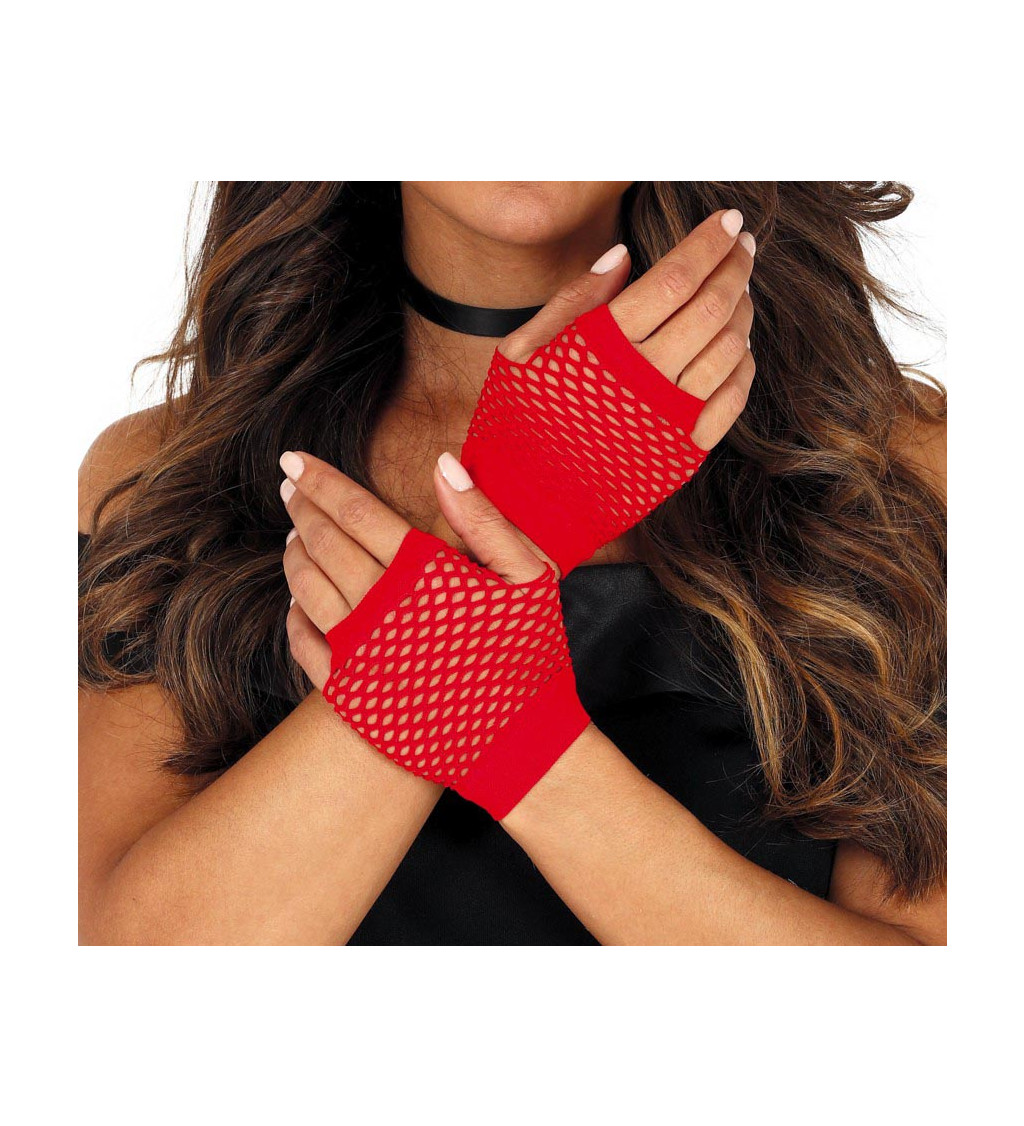 Síťované rukavice červené