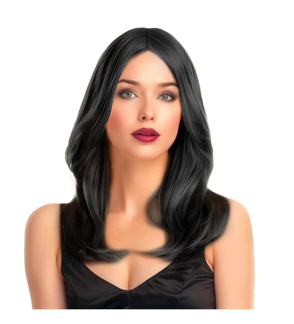 Dámská paruka vlnitá černá