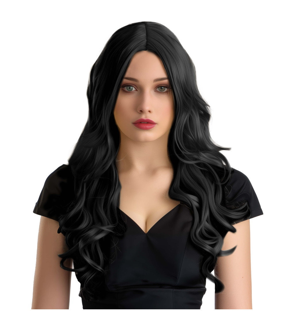 Dámská paruka vlnitá Hollywood černá