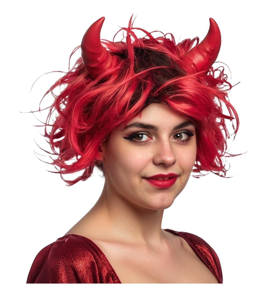 Dámská paruka ďáblice s rohy
