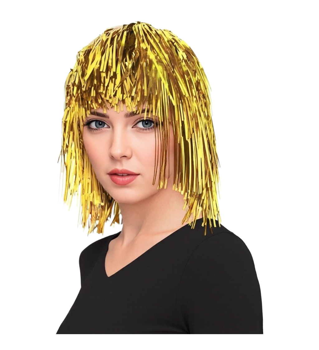 Dámská paruka metalická zlatá