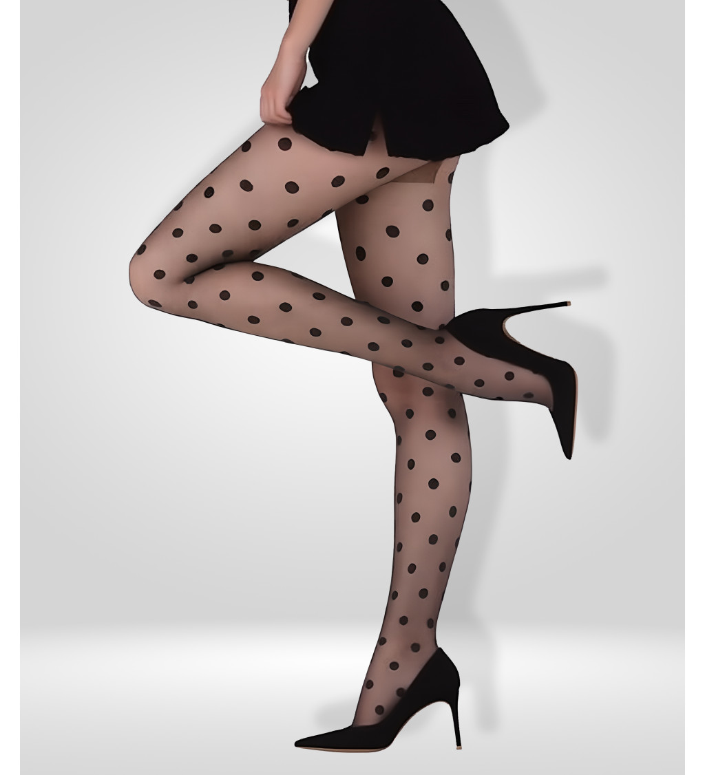 Punčochové kalhoty s puntíky černé