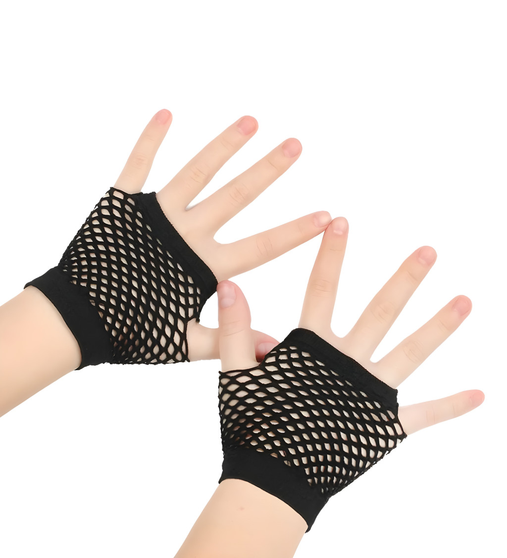 Krátké síťované rukavice černé