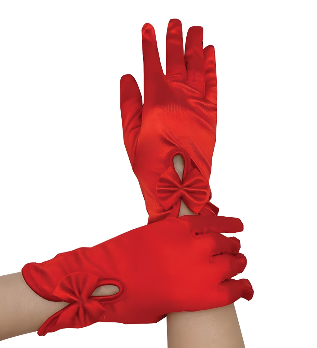 Krátké rukavice s mašlí červené