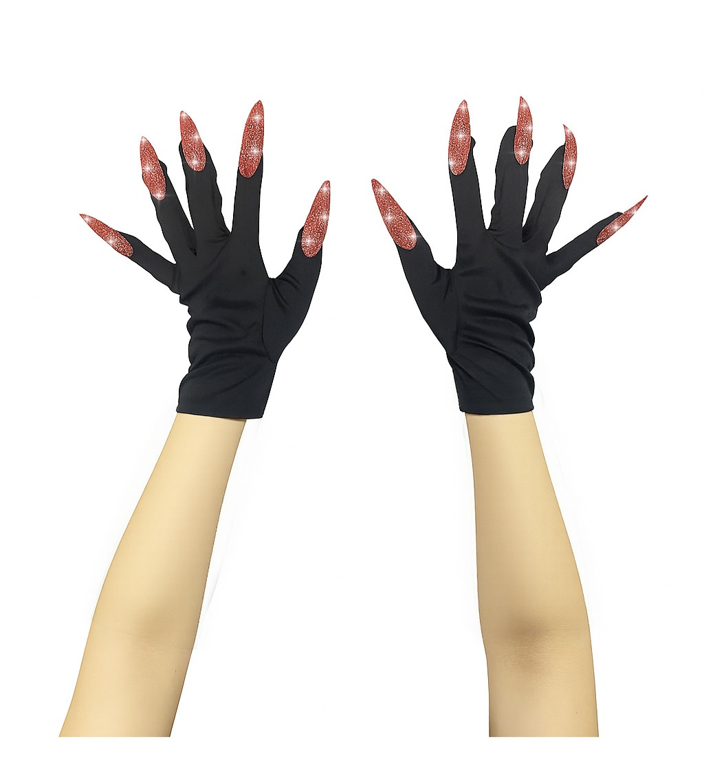 Rukavice s červenými nehty