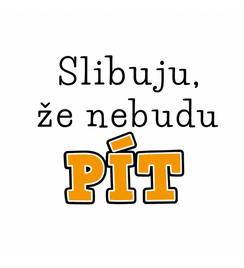 Pánské triko bílé - Slibuju že nebudu pít