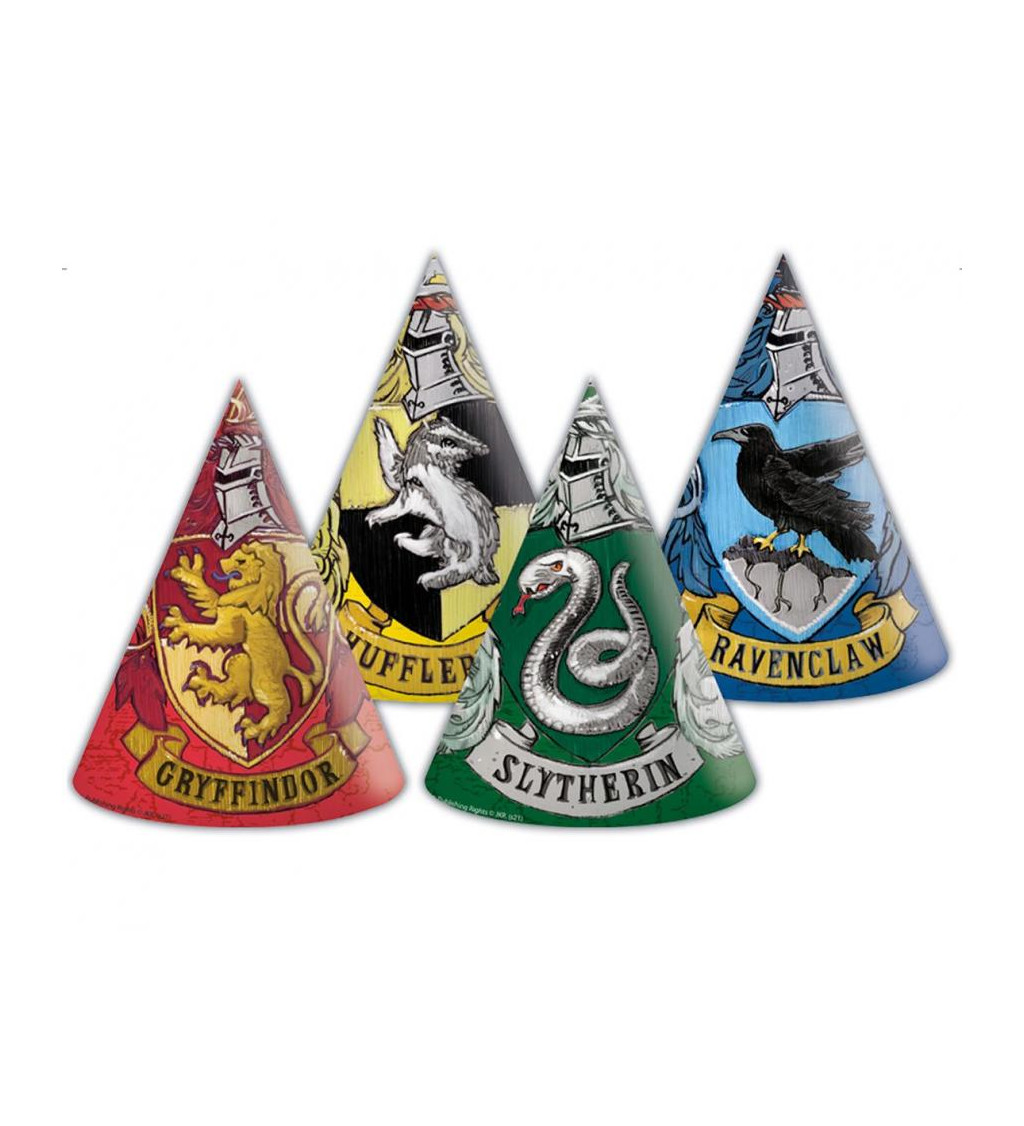 Papírové čepice - Harry Potter Hogwarts Houses 6 ks
