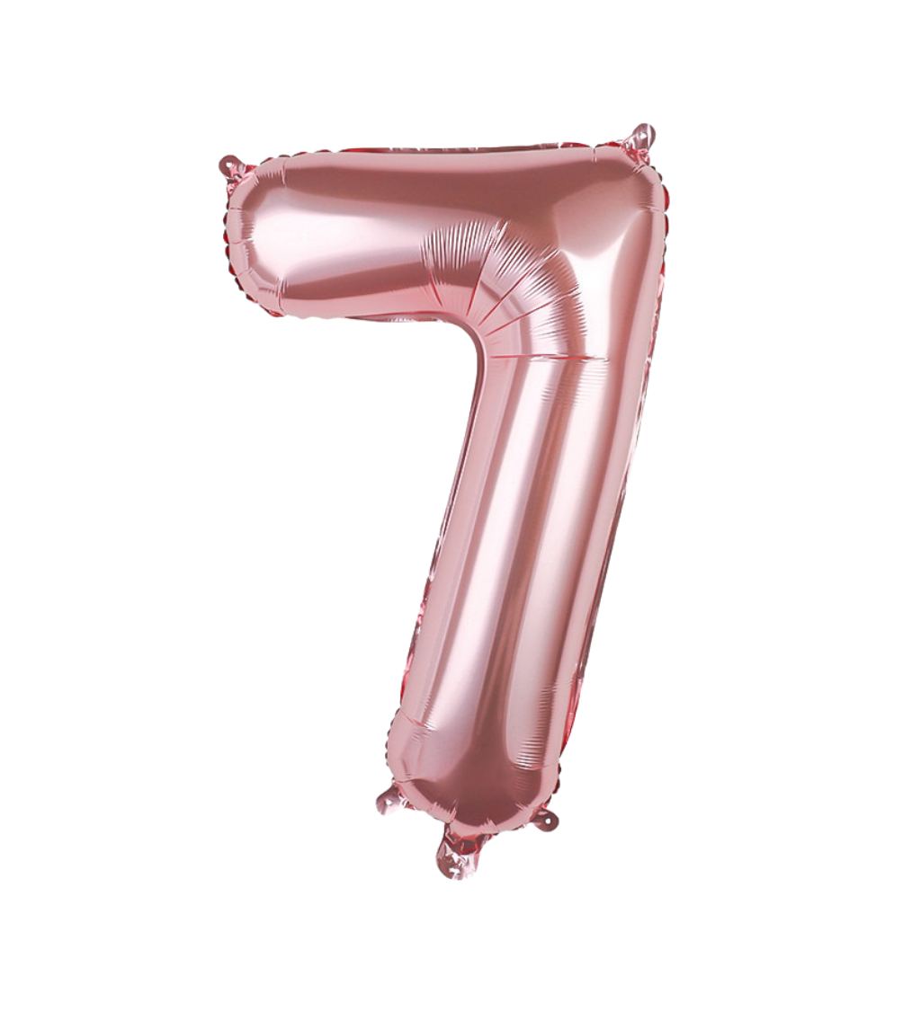 Fóliový balónek - číslo 7 rosegold 89 cm