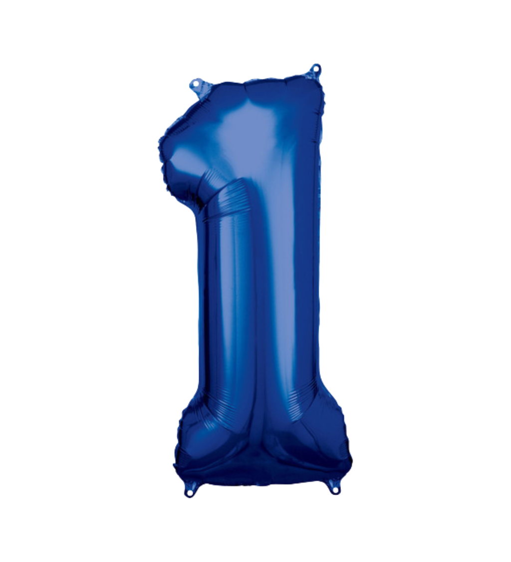 Fóliový balónek - číslo 1 tmavě modré 89 cm