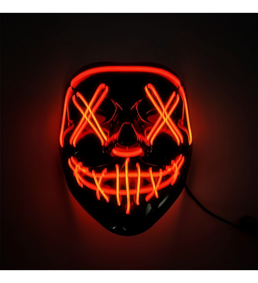 Červená LED maska s úsměvem