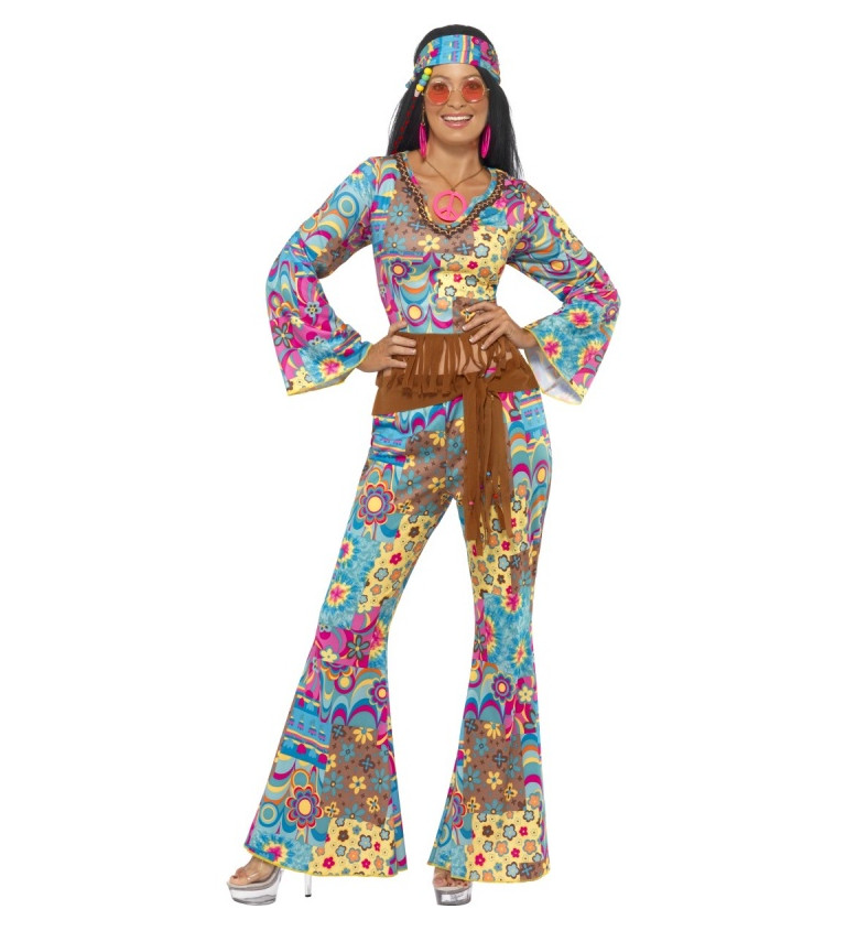 Dámský kostým - Hippie dáma v květinových kalhotách