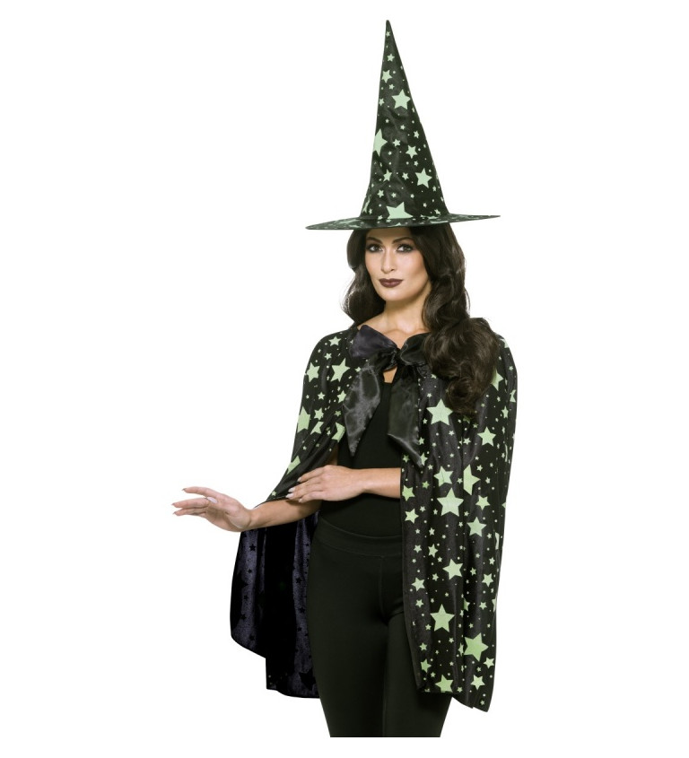 Plášť s kloboukem - čarodějnická sada