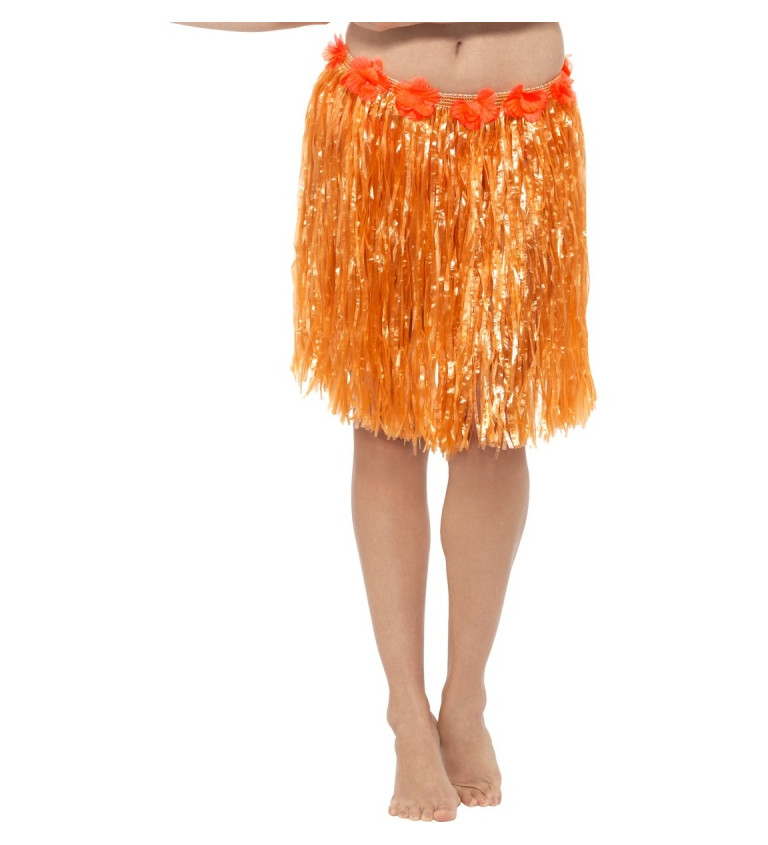 Havajská Hula sukně - neon oranžová