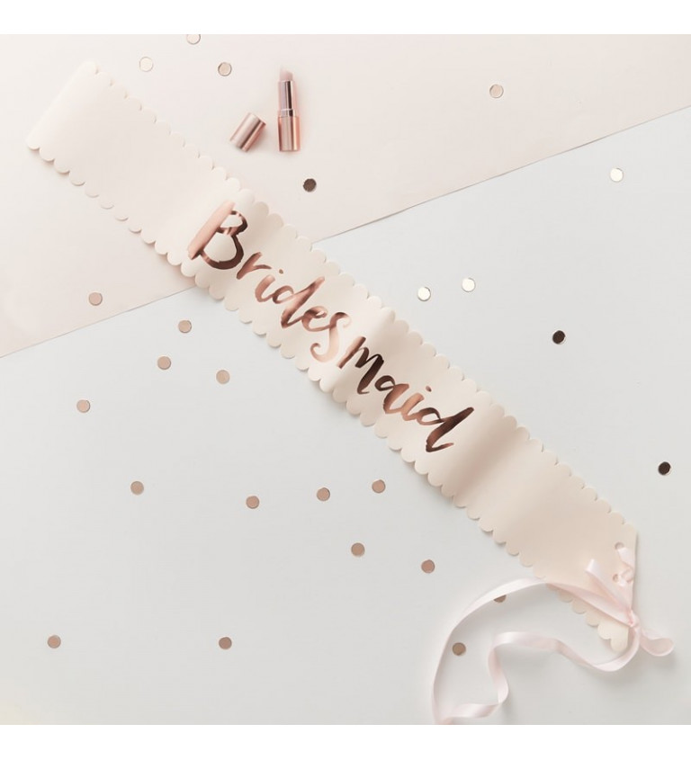 Růžovo-zlatá šerpa Bridesmaid sada