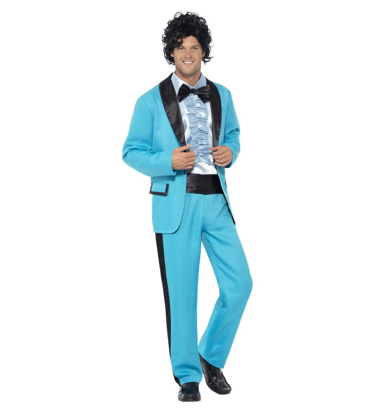 Pánský kostým - Oblek 80. léta světle modrý
