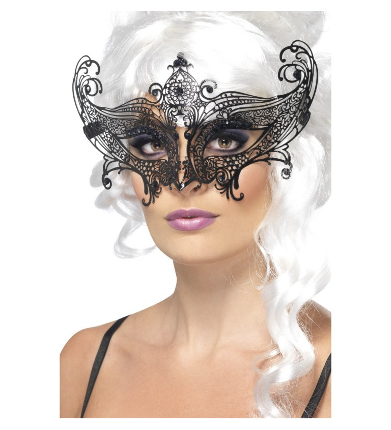 Benátská maska černá Železná lady