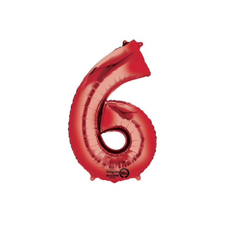 Fóliový balónek "6" - červený