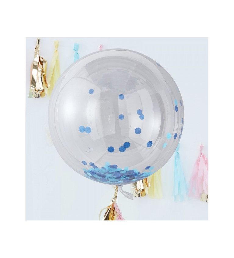 Velké balónky s modrými konfetami