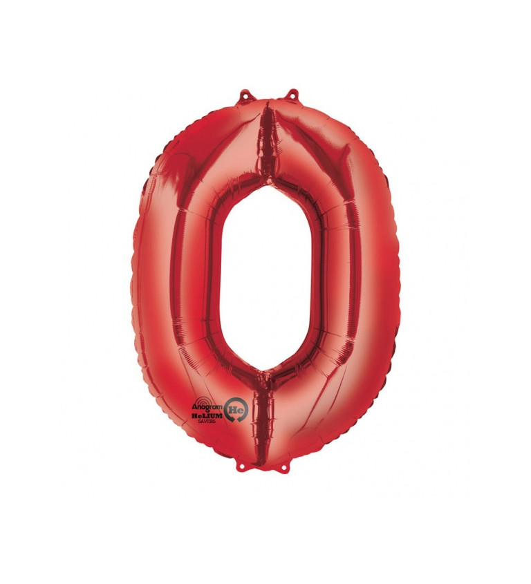 Fóliový balónek "0" - červený