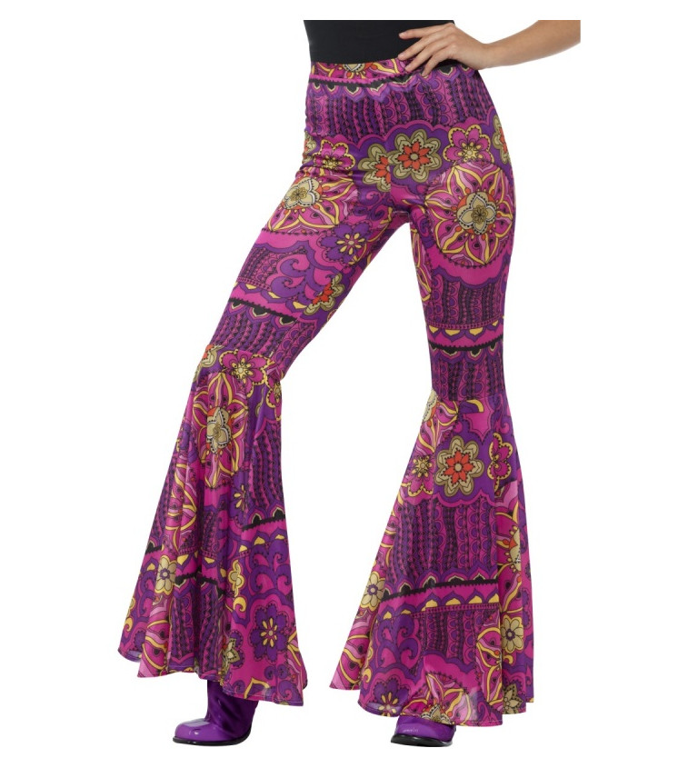Dámské zvonové kalhoty fialové Woodstock