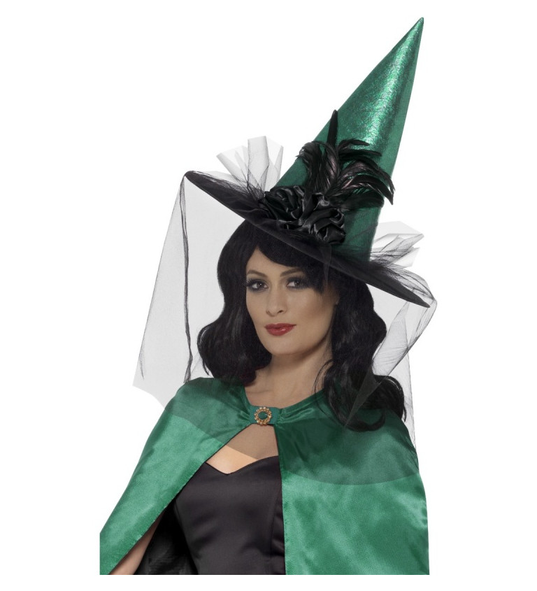 Čarodějnický klobouk zelený - deluxe