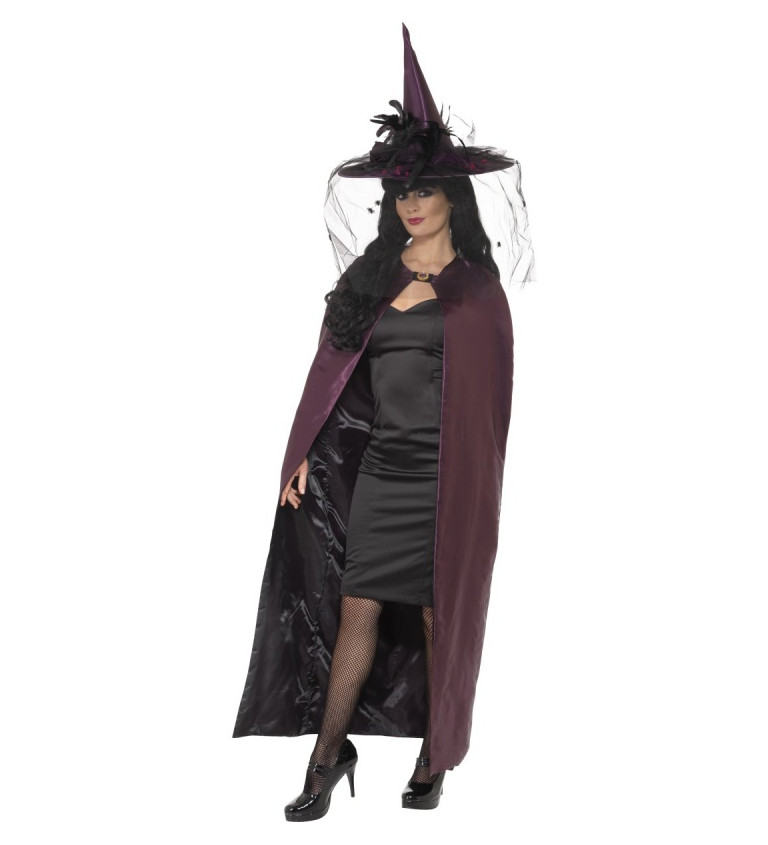 Deluxe sada - čarodějnický plášť s kloboukem ve fialové barvě
