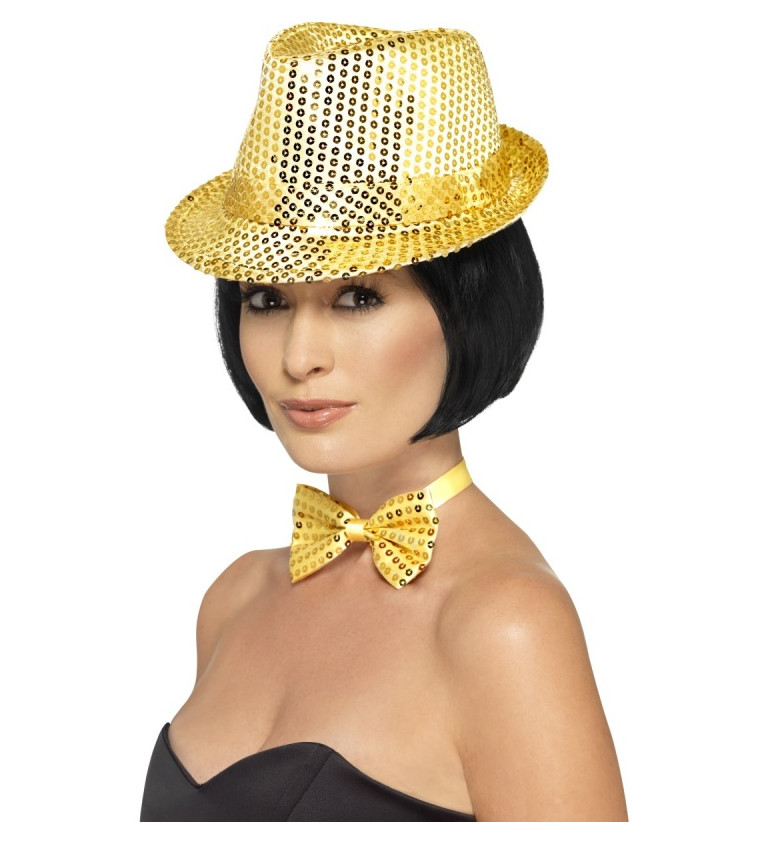 Zlatý glitter klobouk