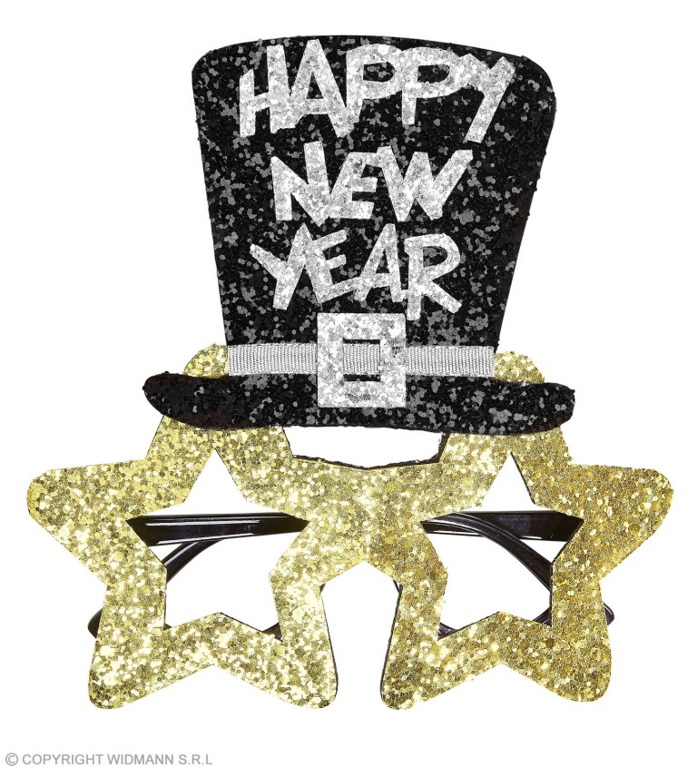 Novoroční brýle s kloboukem zlaté