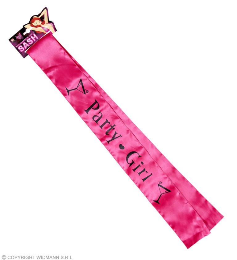 Růžová šerpa s černým nápisem Party Girl