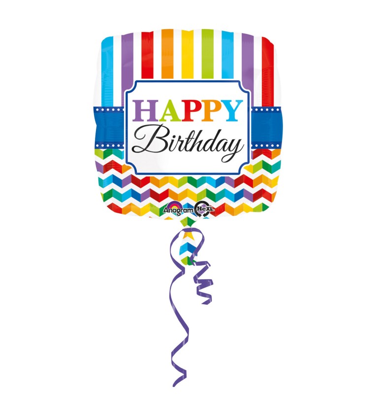 Fóliový balónek Happy Birthday - čtverec
