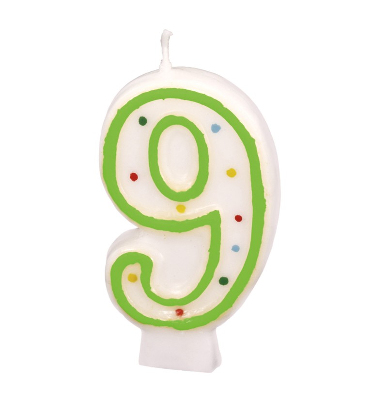 Zelená narozeninová svíčka " 9 "