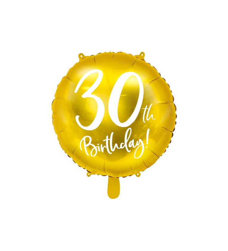 Zlatý fóliový balónek 30th Birthday
