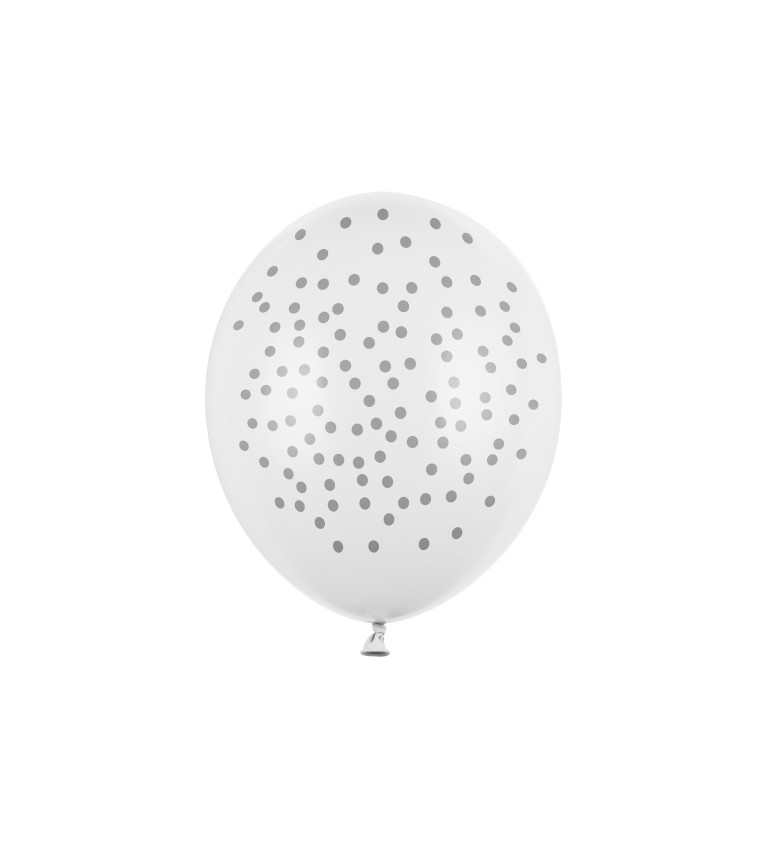 Balónek pastelový s puntíkama - bílý, 30 cm