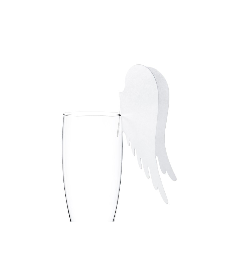 Dekorace na skleničku - andělská bílá křídla
