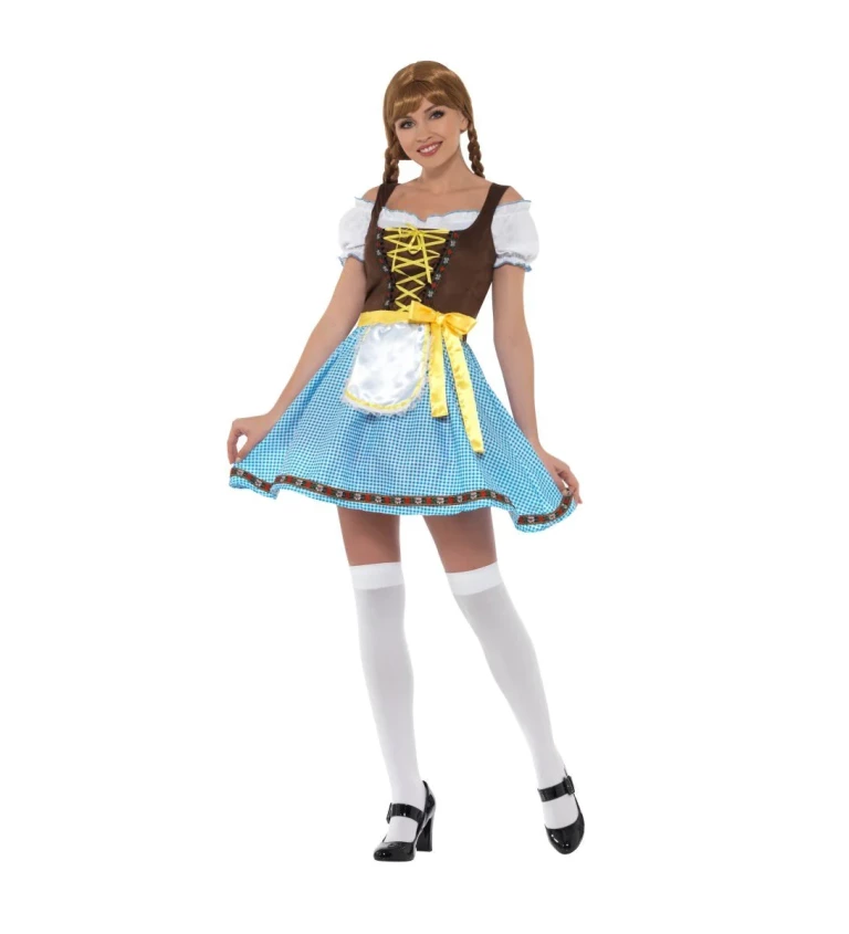 Dívčí kostým Oktoberfest - modrohnědý