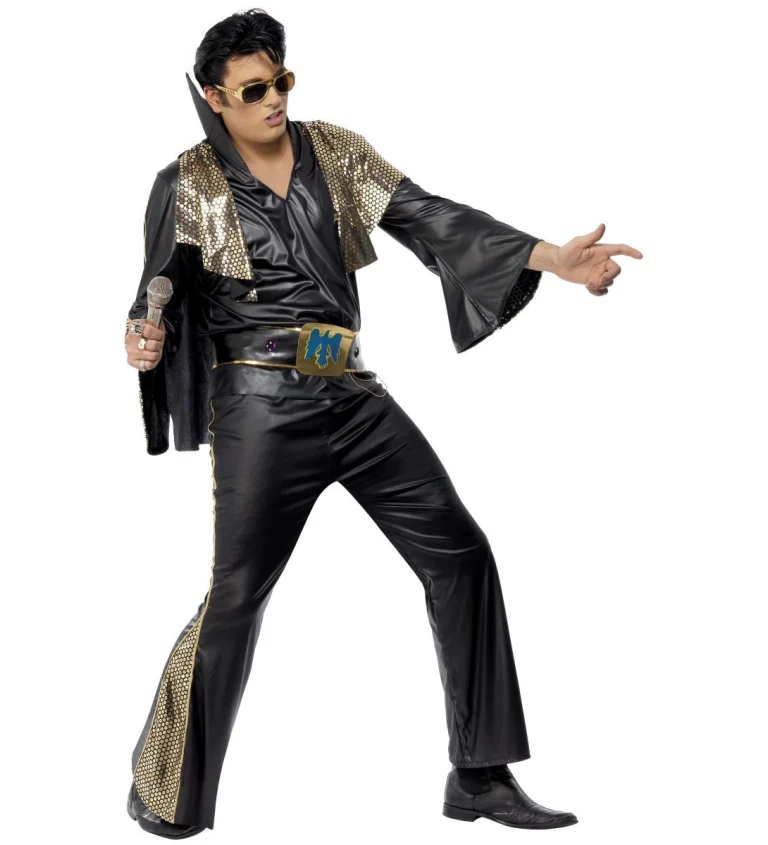 Pánský kostým - Elvis černo-zlatý