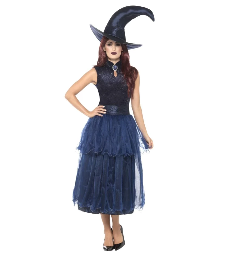 Tmavě modrý čarodějnický kostým - sada