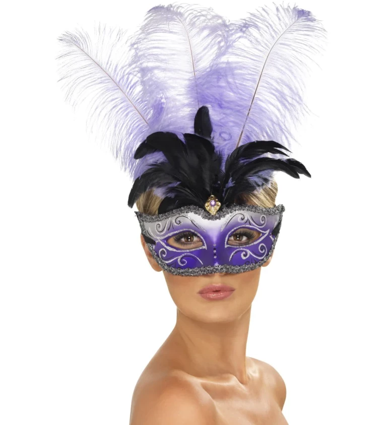 Benátská maska fialová Lady Baroque II