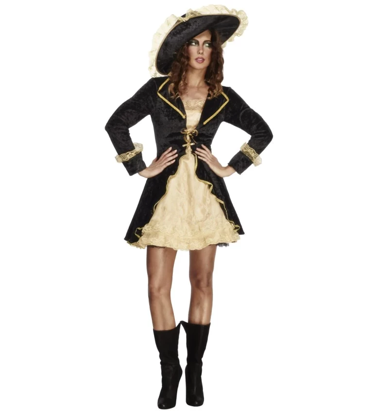 Dámský kostým - Pirátka černo-žlutá svůdnice