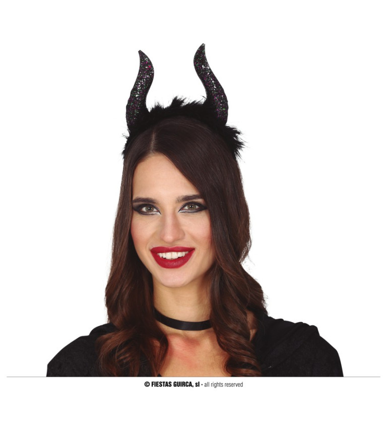 Třpytivá čelenka s rohy