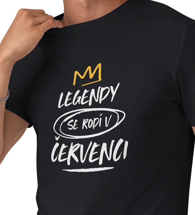 Pánské triko černé - Legendy se rodí v červenci