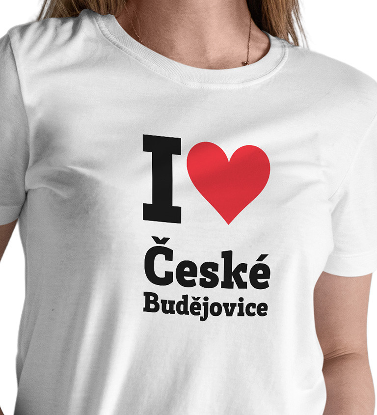 Dámské triko bílé - I love České Budějovice