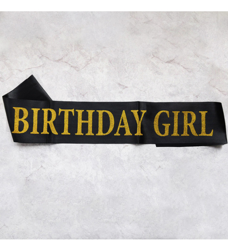 Šerpa, černá - nápis Birthday Girl