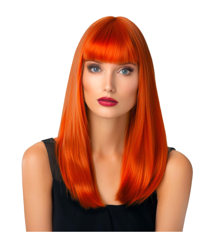 Paruka rovná s ofinou, oranžová
