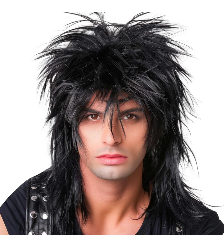 Pánská paruka 80. léta rocker černá