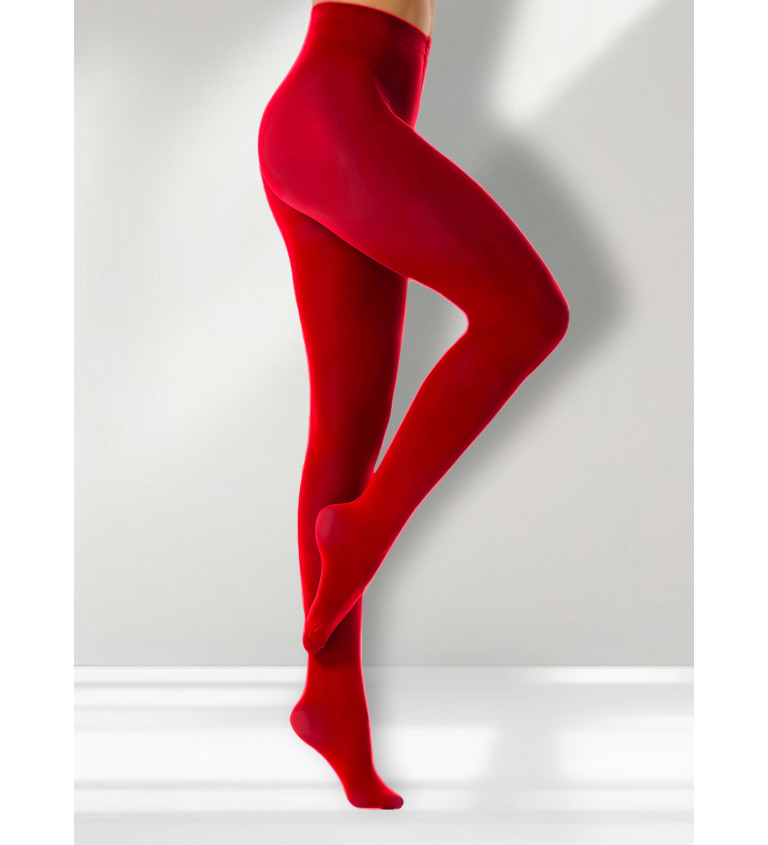 Neprůsvitné punčochové kalhoty červené