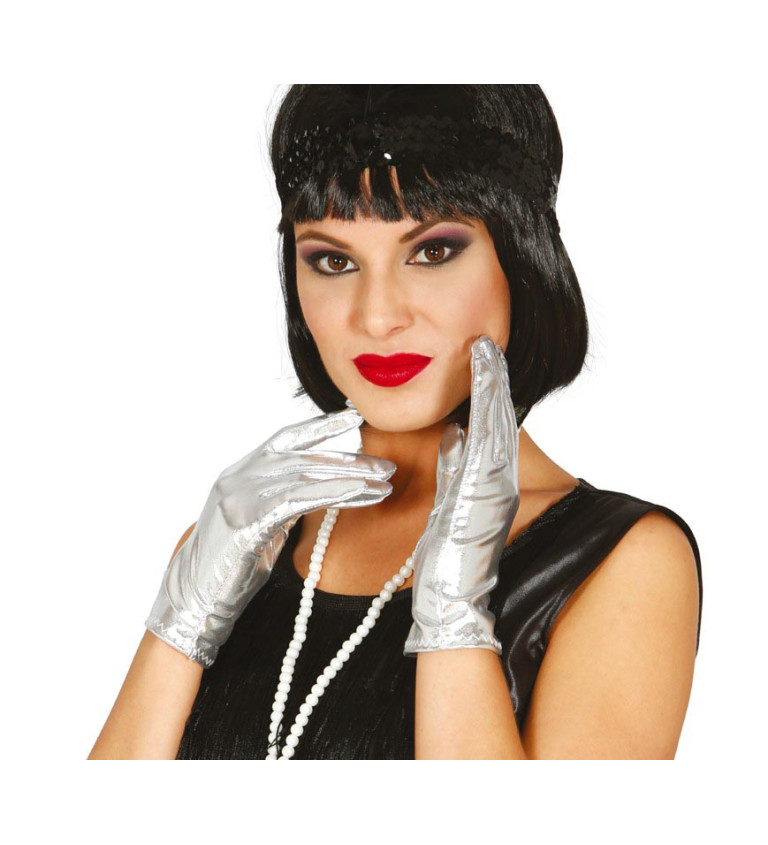 Krátké rukavice stříbrné