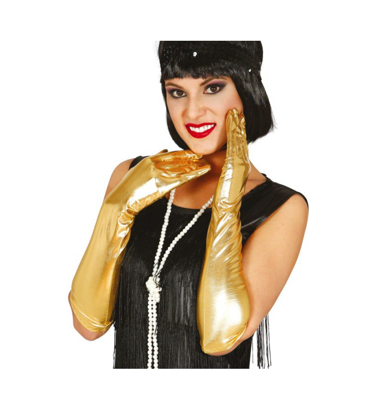 Dlouhé rukavice zlaté