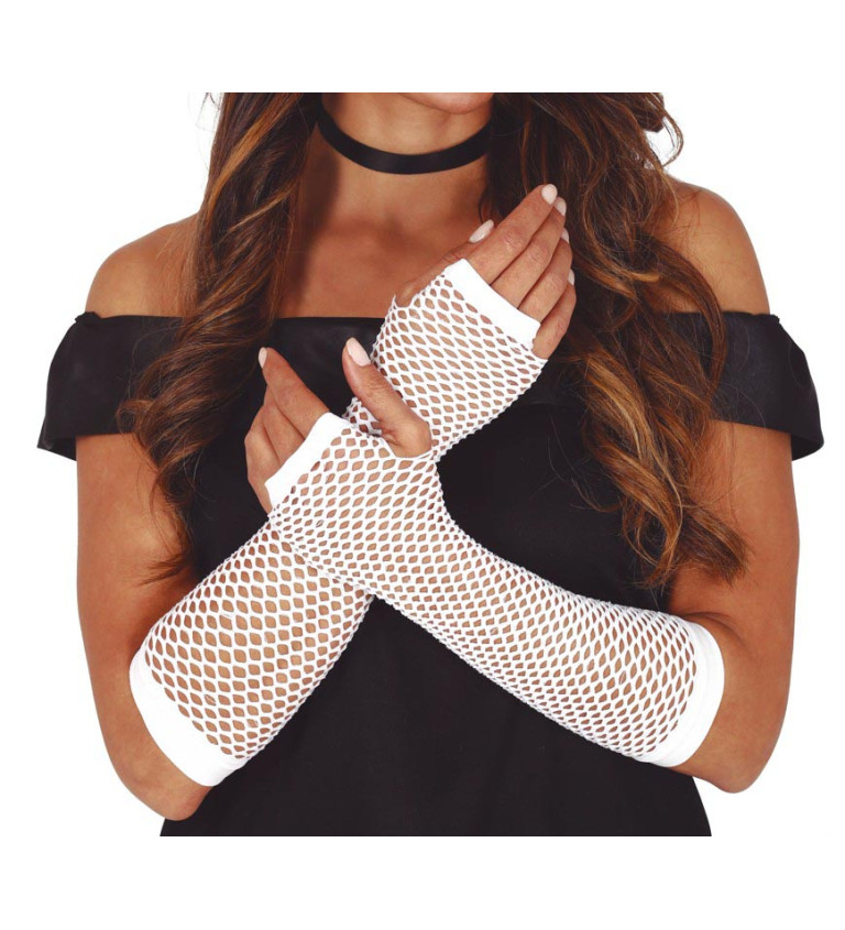 Síťované rukavice bílé